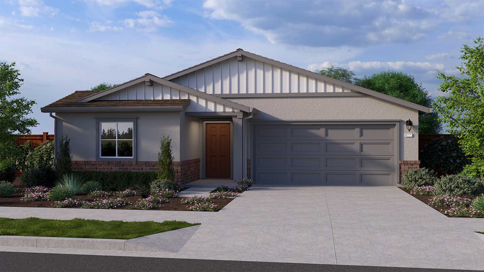 Harvest Hills II Madrone Plan Farmhouse Elevation Exterior Rendering