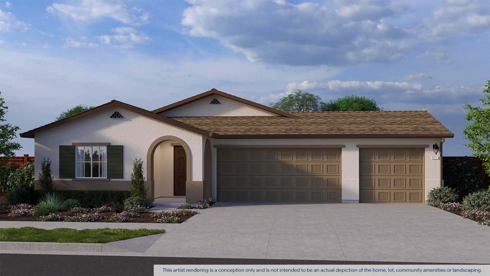 Harvest Hills madrone Plan 3 car exterior