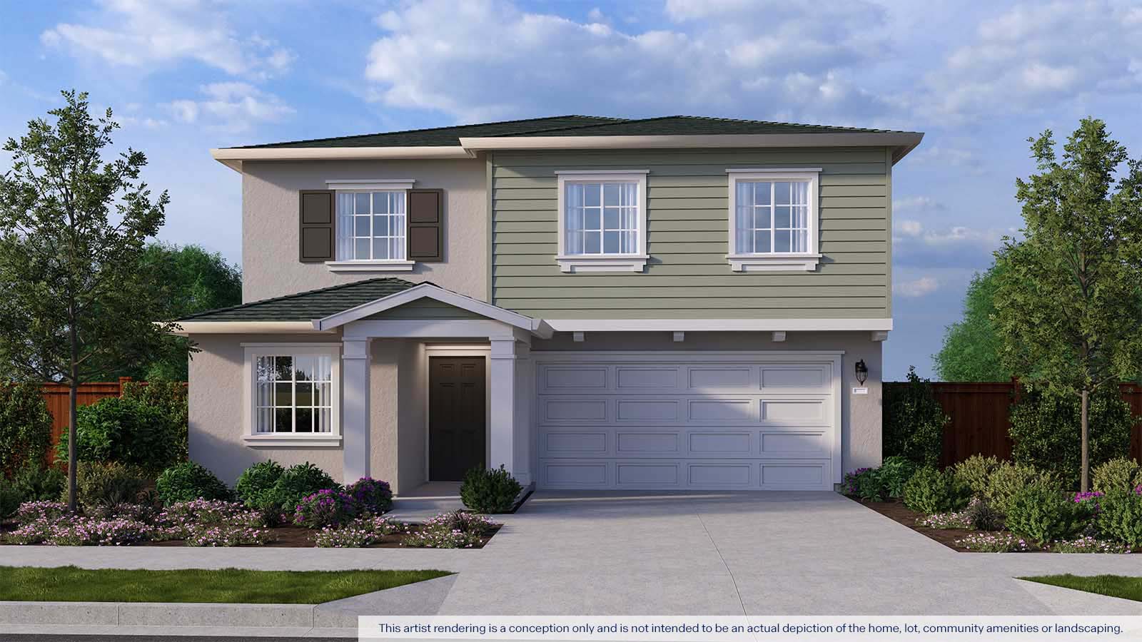 Harvest Hills II Montara Plan Exterior Rendering Traditional Elevation