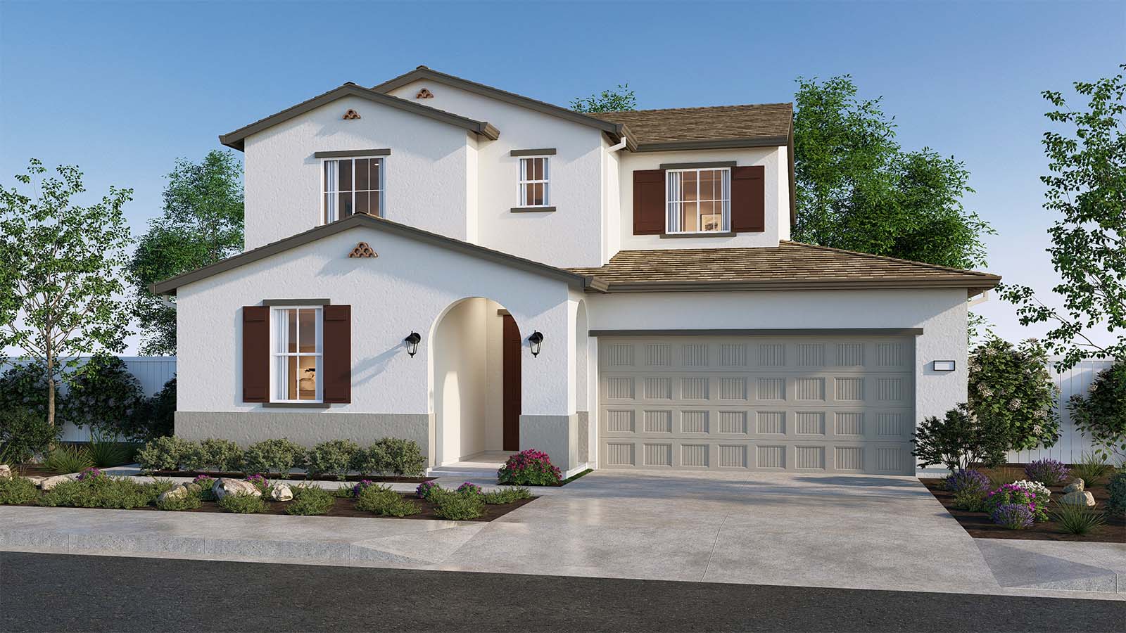 Fairview Corners Adler Plan Spanish Elevation A Exterior Rendering