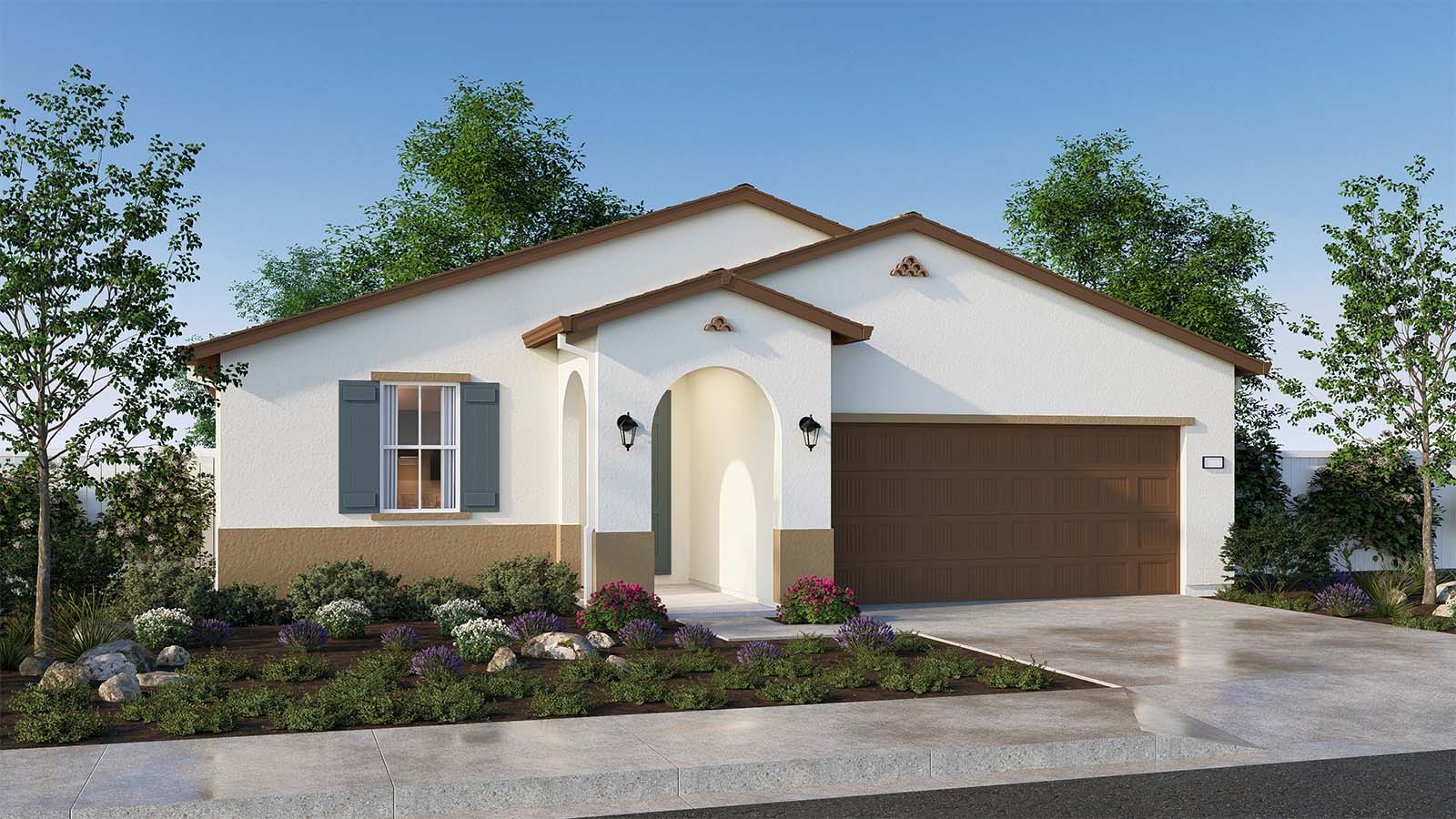 Fairview Corners Redwood Plan Spanish Elevation A Exterior Rendering