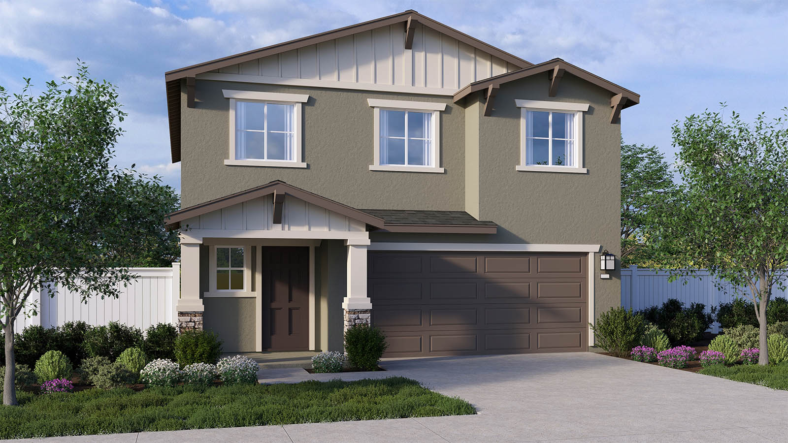 Harvest Hills Muir Plan Craftsman Elevation Exterior Rendering