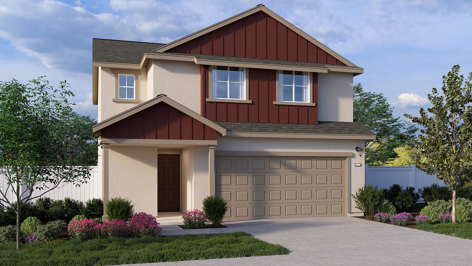 Harvest Hills Palisade Plan Farmhouse Elevation Exterior Rendering