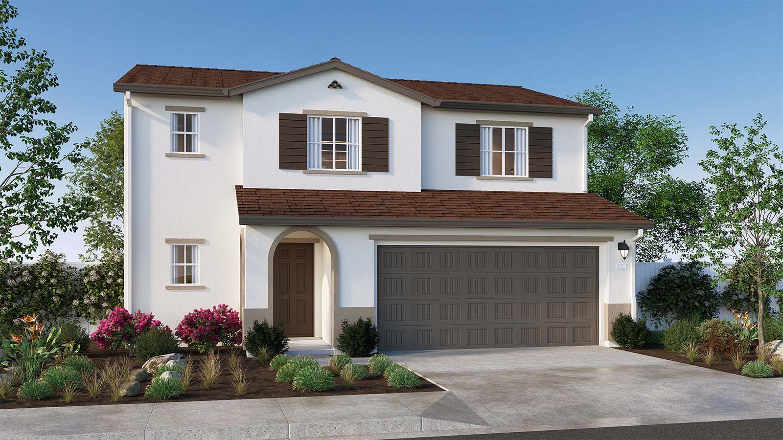 Trestle Stinson Plan Spanish Elevation Exterior Rendering