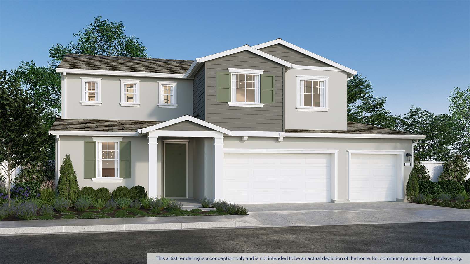 Clover at Santana Ranch Cypress Plan Traditional Elevation Exterior Rendering