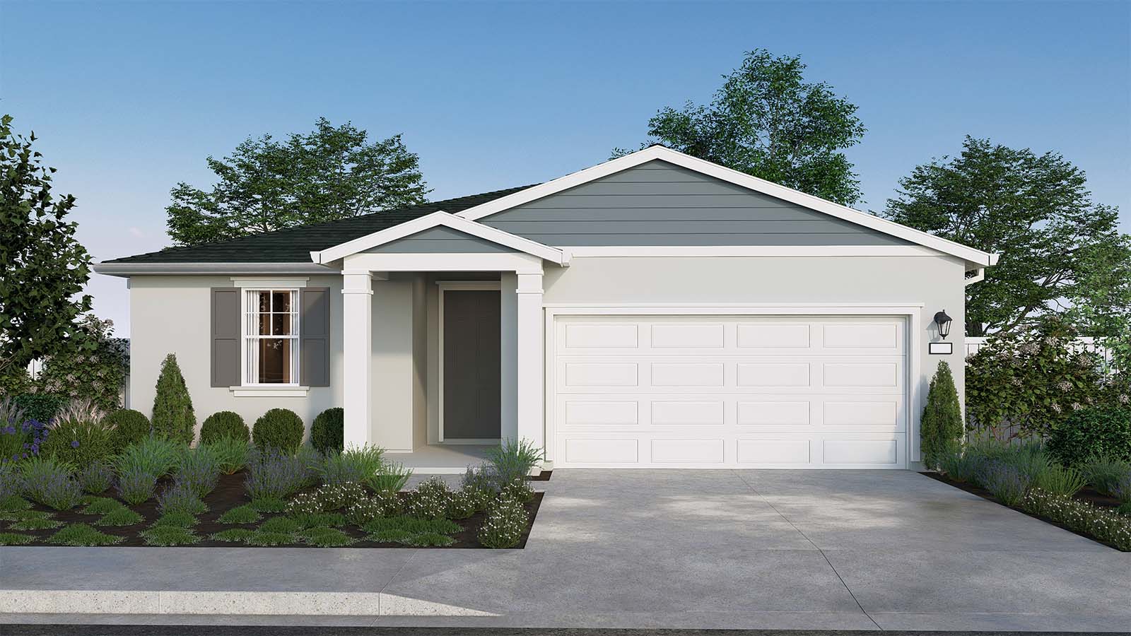 Clover at Santana Ranch Redwood Plan Traditional Elevation Exterior Rendering 2 Car