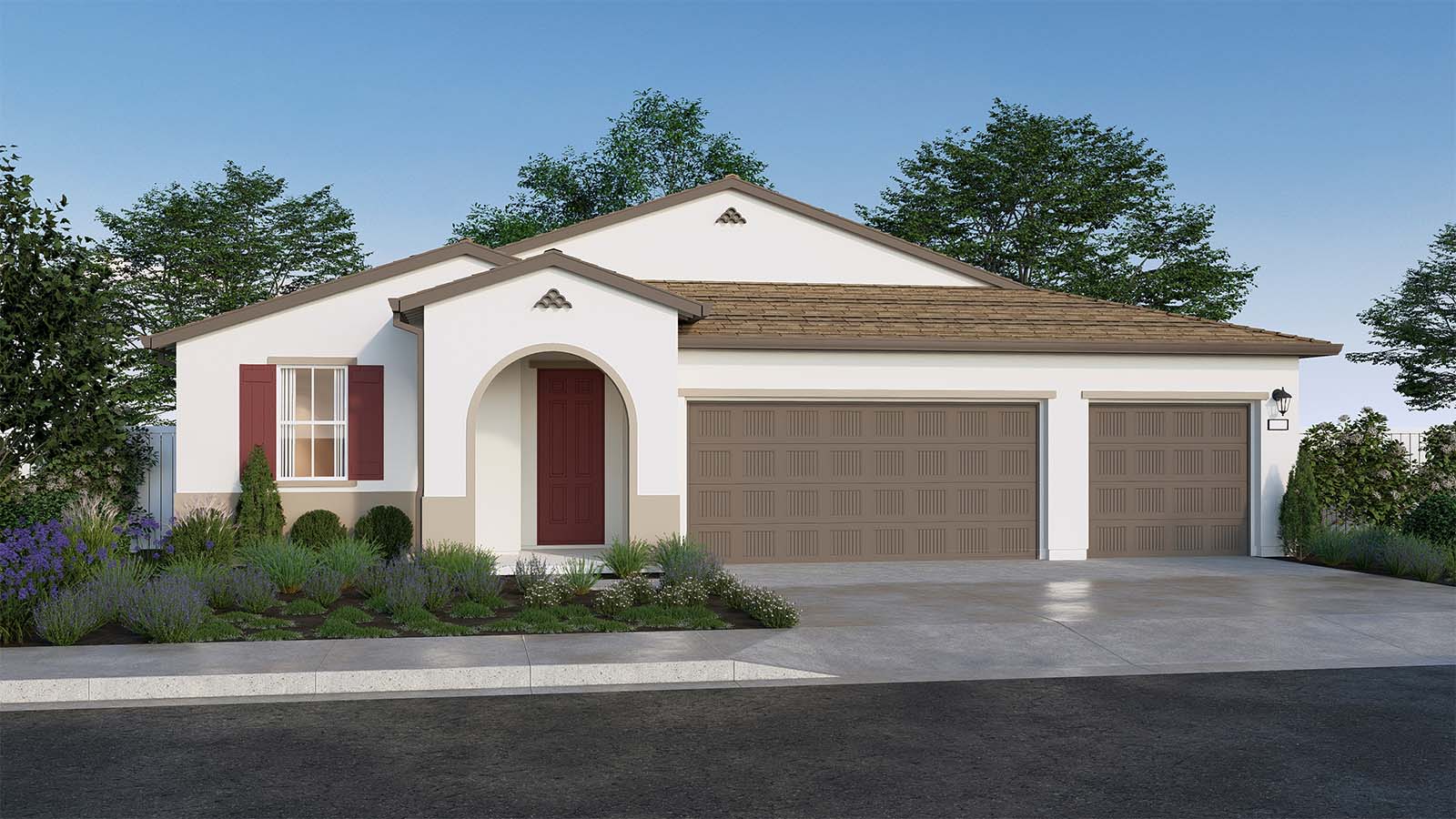 Clover at Santana Ranch Sequoia Plan Spanish Elevation Exterior Rendering