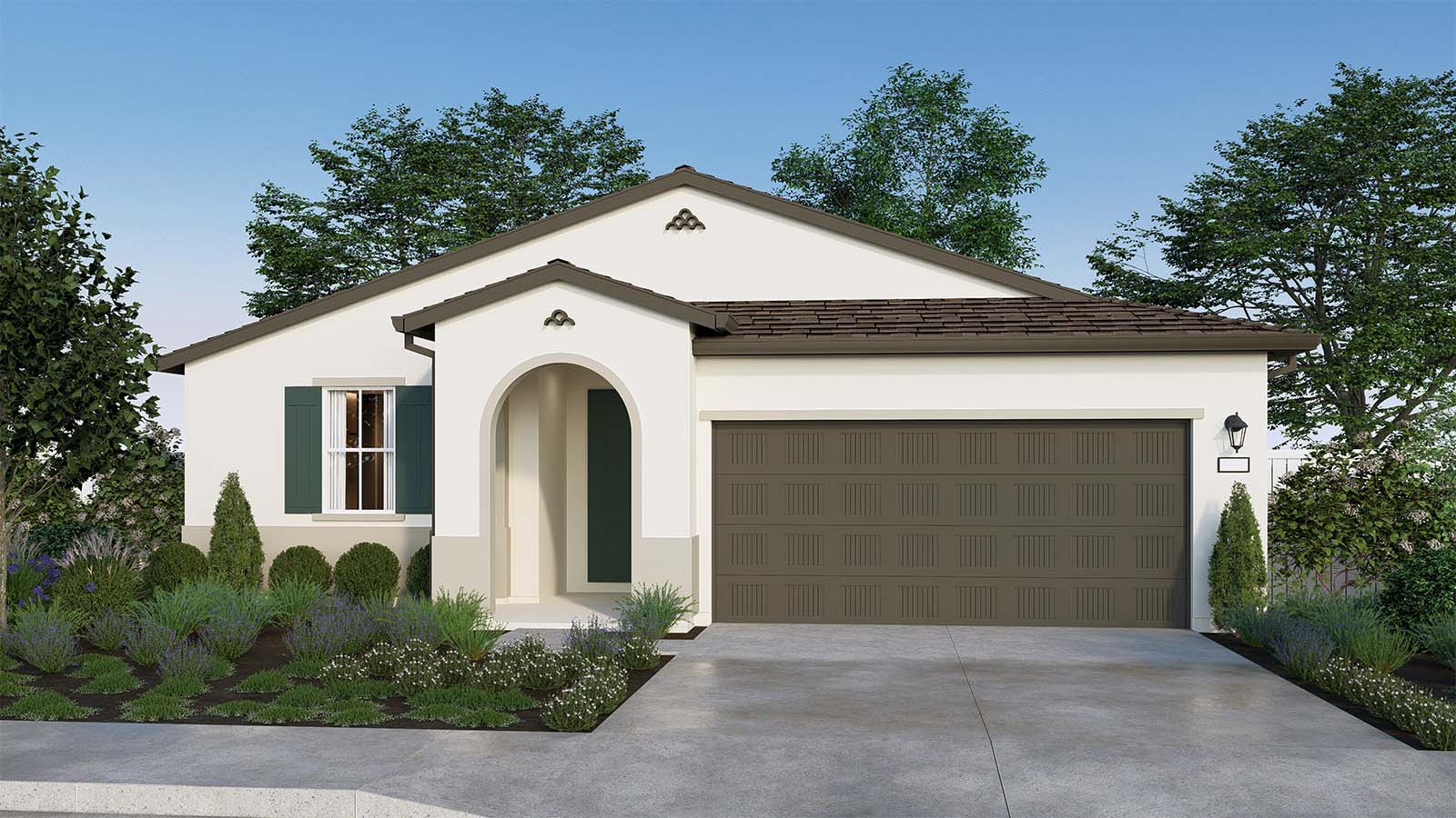 Clover at Santana Ranch Redwood Plan Spanish Elevation Exterior Rendering