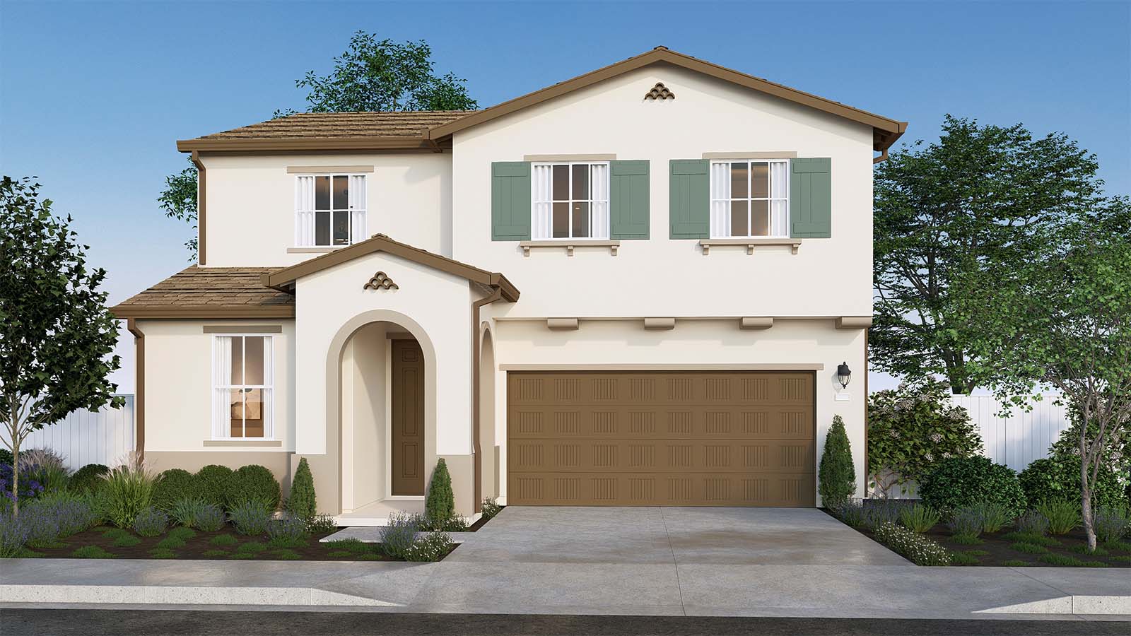 Clover at Santana Ranch Montara Plan Spanish Elevation Exterior Rendering