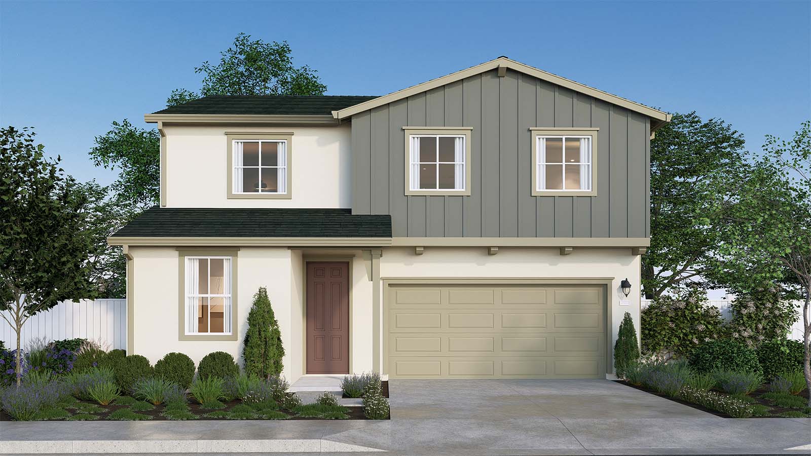 Clover at Santana Ranch Montara Plan Farmhouse Elevation Exterior Rendering