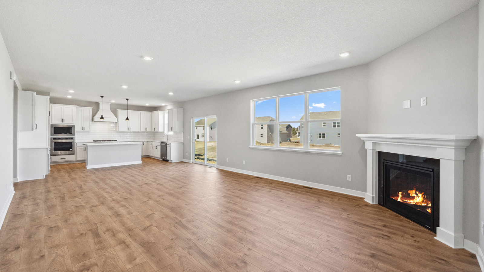 unfurnished Open concept first floor with the living room, dining room and kitchen next to each other