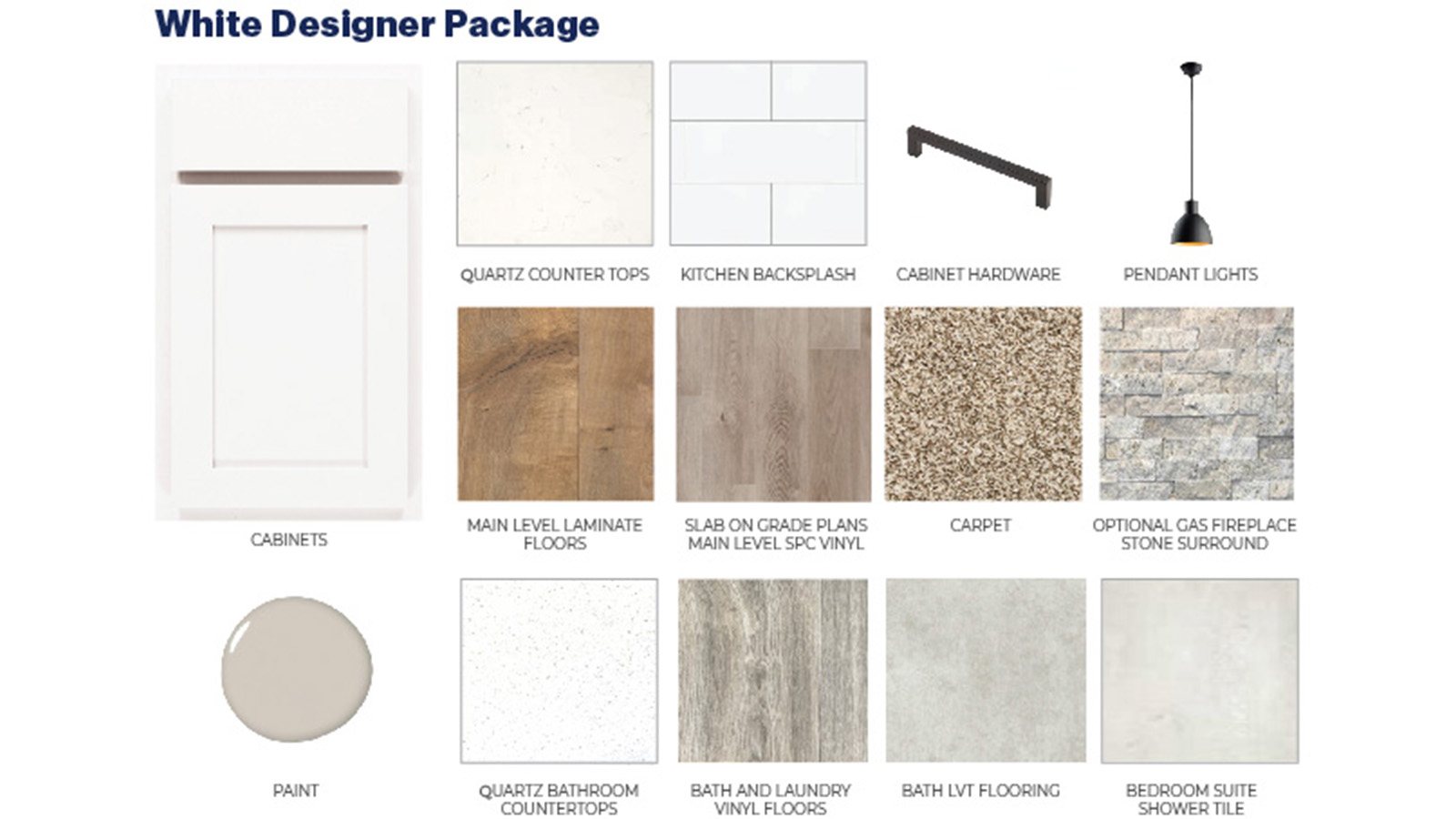 Tradition series interior design package with white cabinet option.