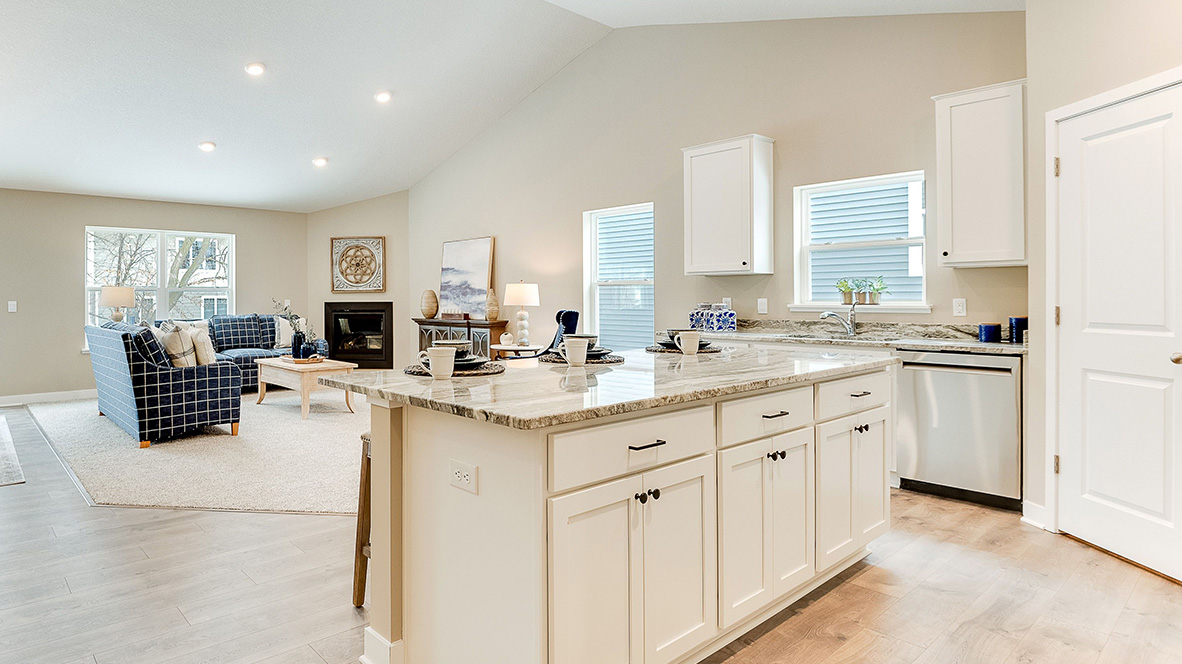 Vaulted main level ceilings.