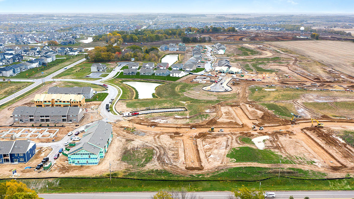 Aerial view of Copper Hills by D.R. Horton neighborhood.