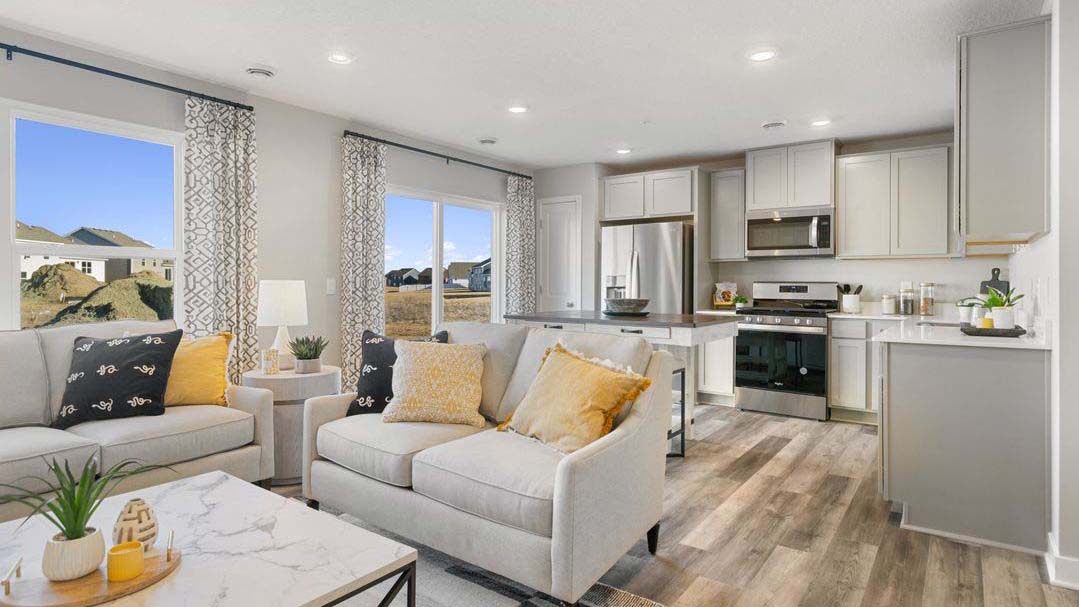 Living room area on open concept main level.