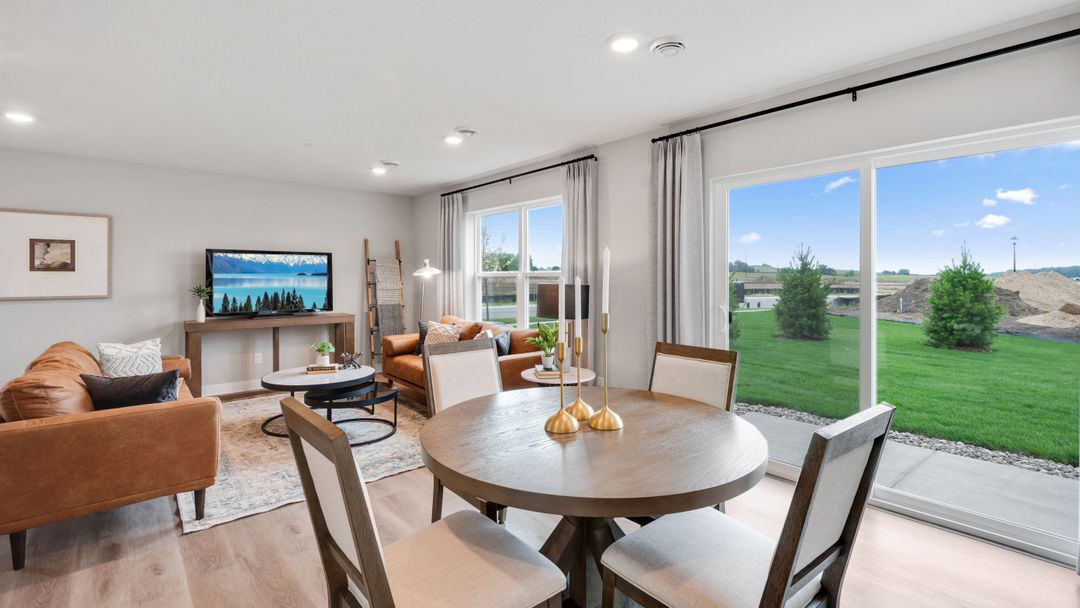 Dining area with family room.