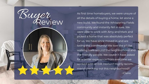5 Star review of the Whispering Fields new home community.