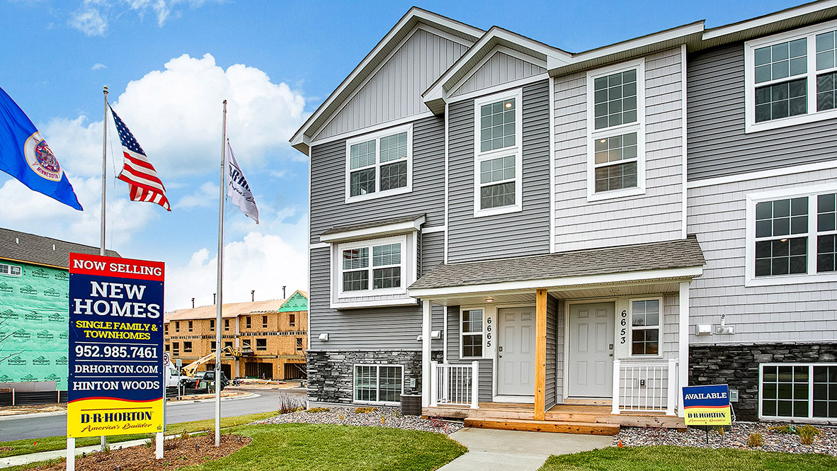 Exterior view of townhomes at Hinton Woods by D.R. Horton