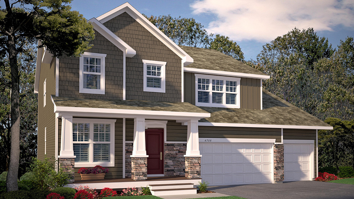 Rendering of Redwood Northern Craftsman elevation