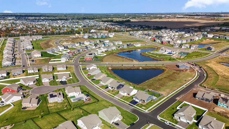 Aerial view of Express Premier homes in Brookshire by D.R. Horton