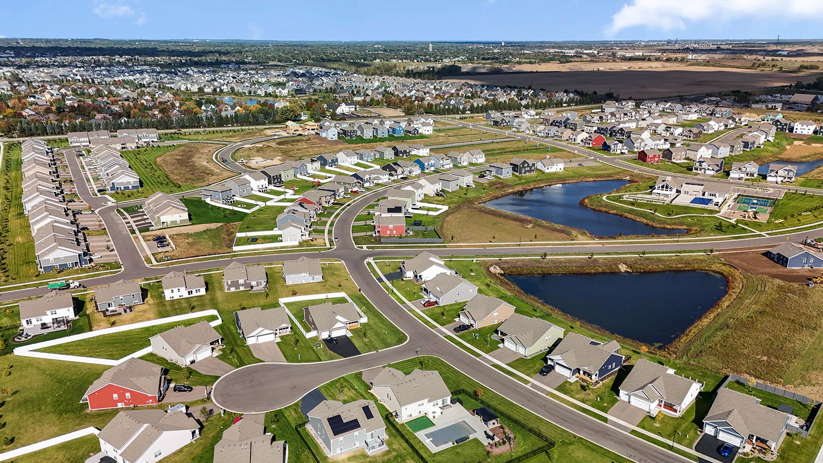 Aerial view of Express Premier homes in Brookshire by D.R. Horton