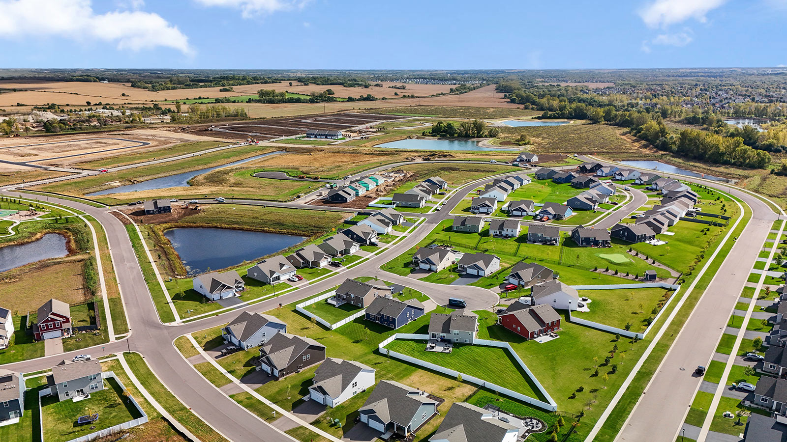 Aerial view of Express Premier homes in Brookshire by D.R. Horton