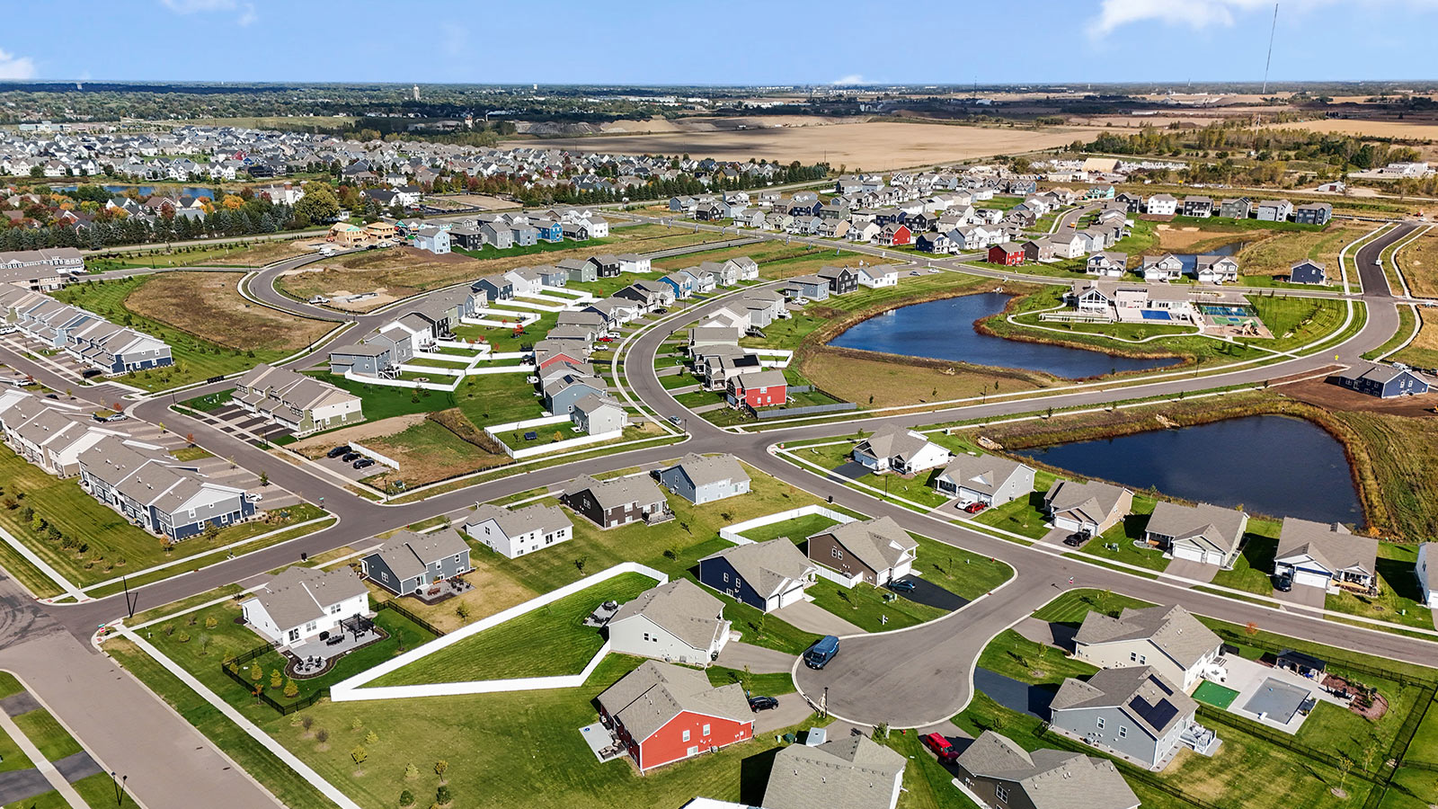 Aerial view of Express Premier homes in Brookshire by D.R. Horton