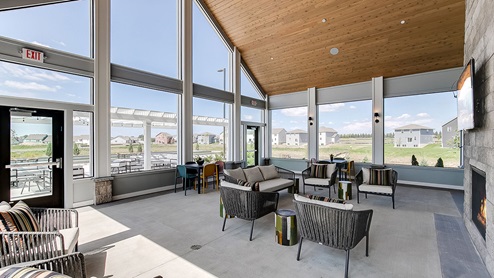 screened in porch at the clubhouse.