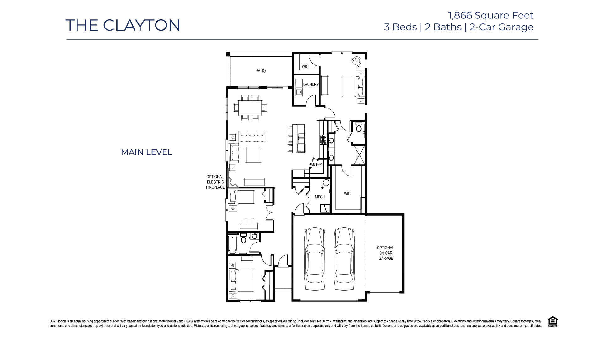 The clayton one level floor plan.
