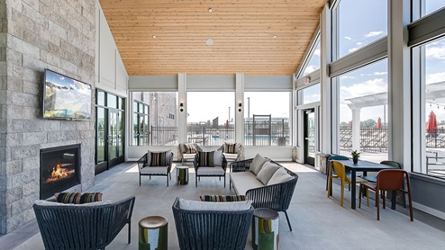 screened in porch at the clubhouse.