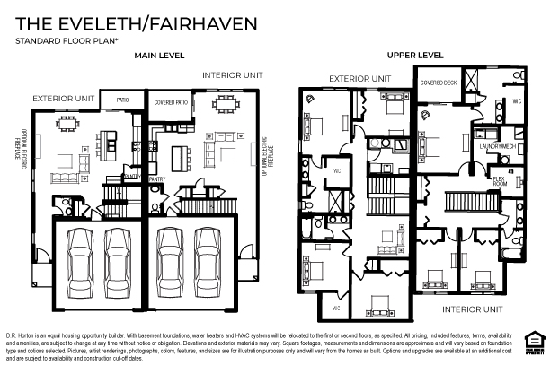 4 Bedroom end unit townhome floor plan.