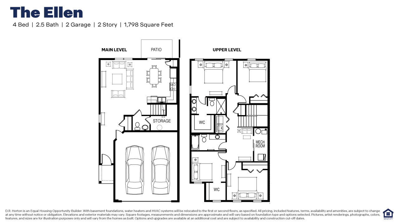 The Ellen 4-bedroom townhome floor plan.