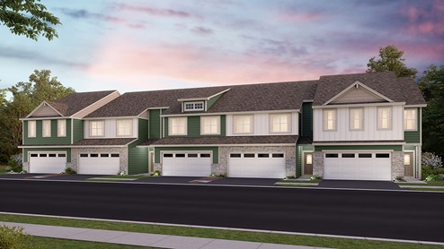 Rendering of new construction townhomes available in Lakeville, Minnesota.