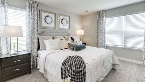 Bedroom suite with private bathroom and walk-in closet.