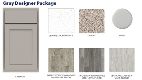 Express Townhome series interior design package with gray cabinet option.