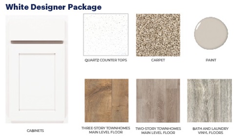 Express Townhome series interior design package with white cabinet option.
