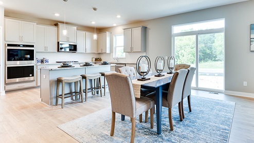 Kitchen with light gray cabinetry.