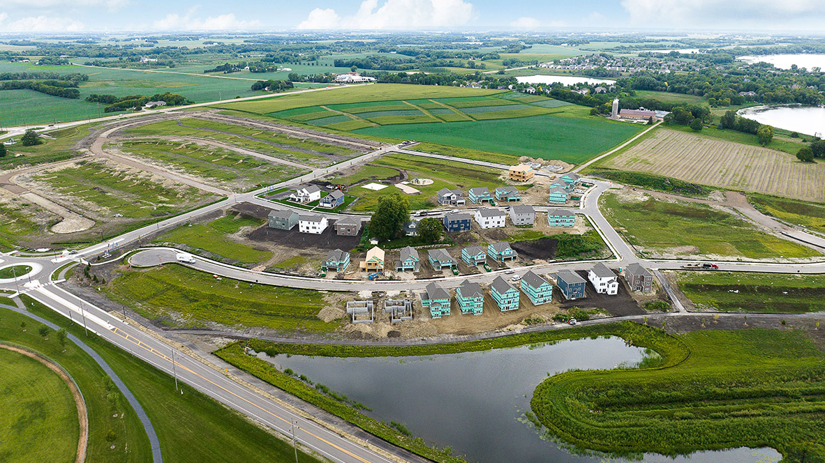 Aerial photos of Fields of Waconia homes.