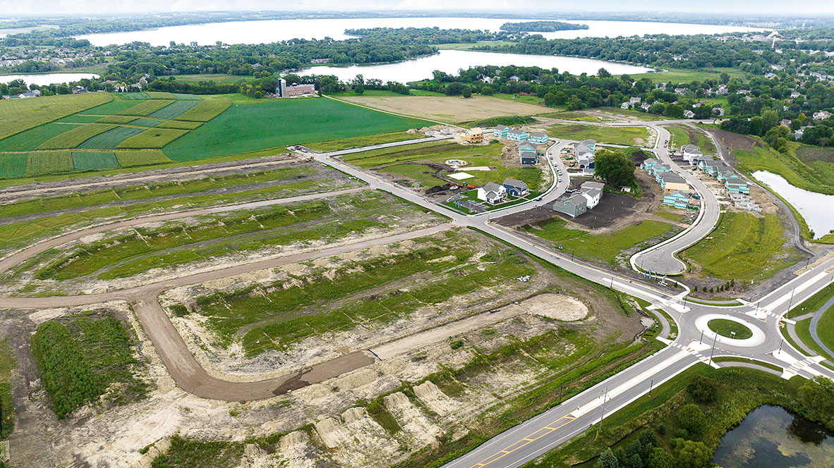 Aerial photos of Fields of Waconia homes.