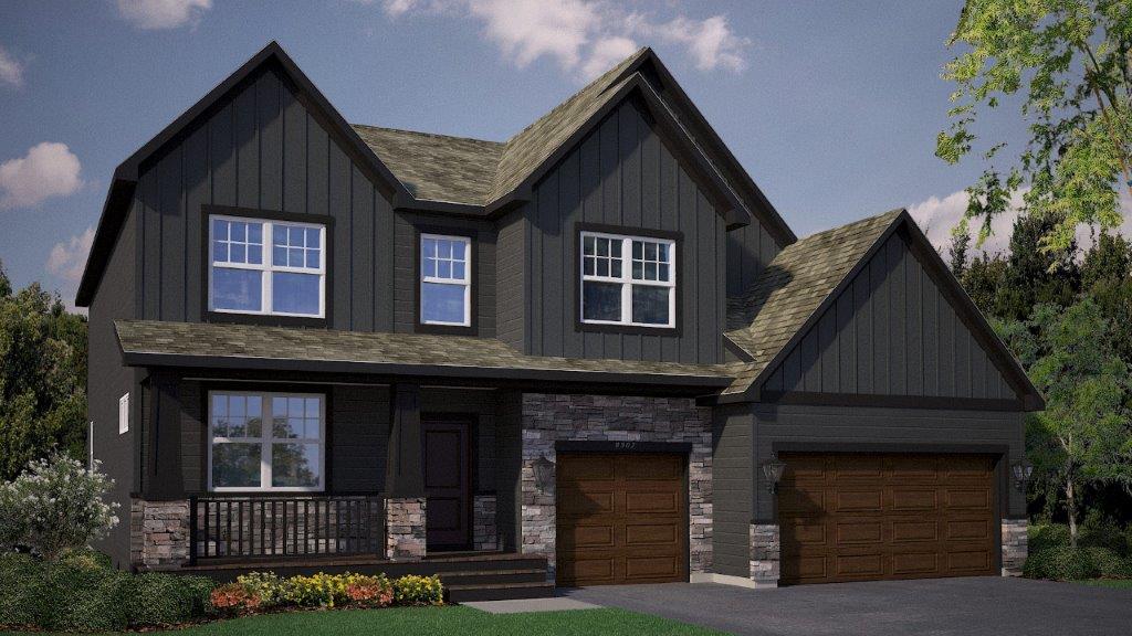 Rendering of Whitney Artisan elevation with dark siding