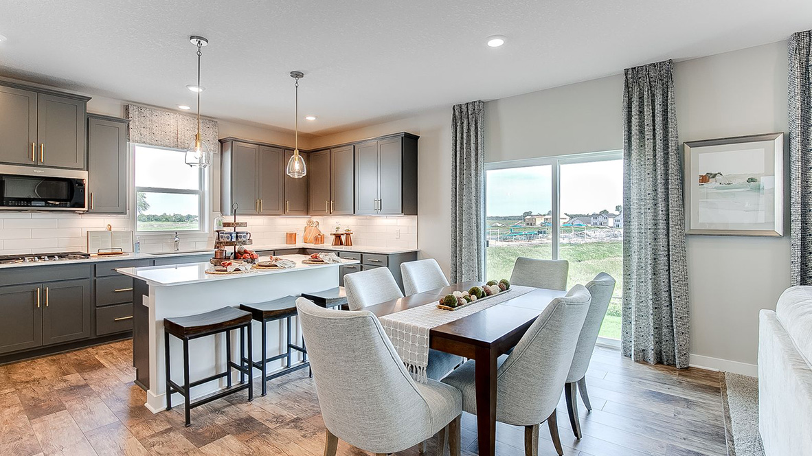 Stunning kitchen with double wall ovens.