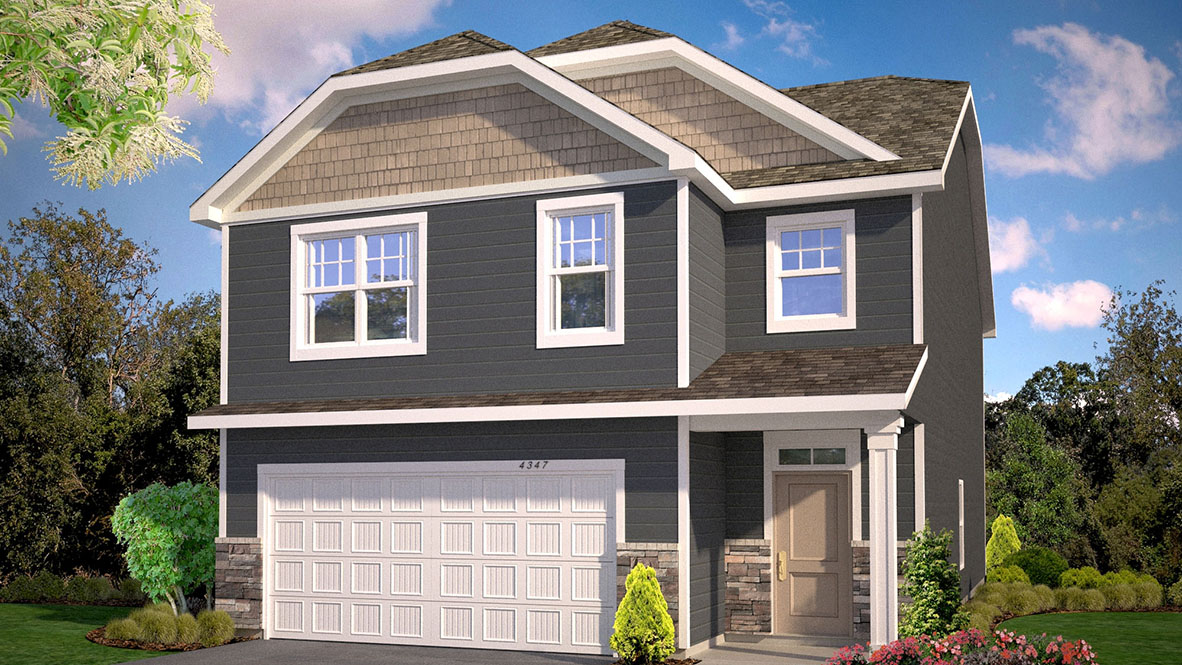 Rendering of Elm Northern Craftsman elevation.