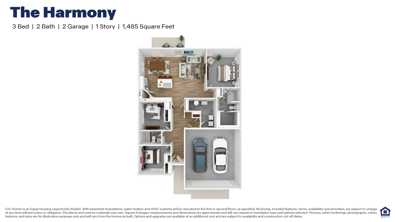 3-dimensional view of the Harmony floor plan.