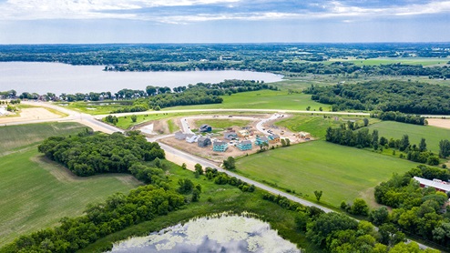 Aerial view of the community and surrounding area.