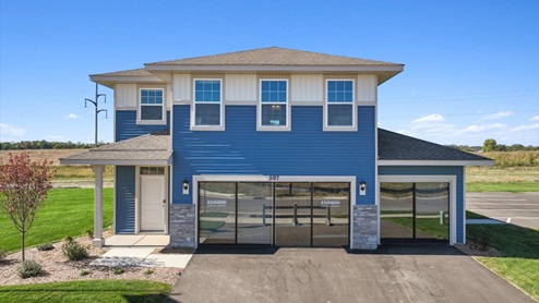 Street view of Elm model in Greywood by D.R. Horton new construction neighborhood.