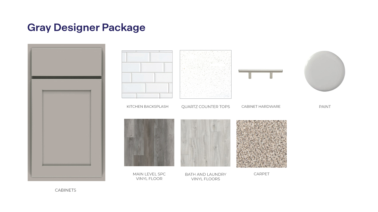 Express Select series interior design package with gray cabinet option.
