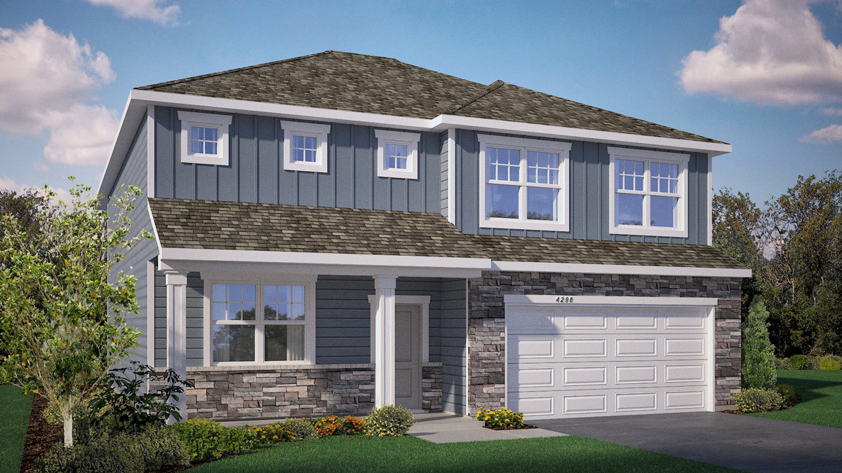 Rendering of Henley Prairie elevation.
