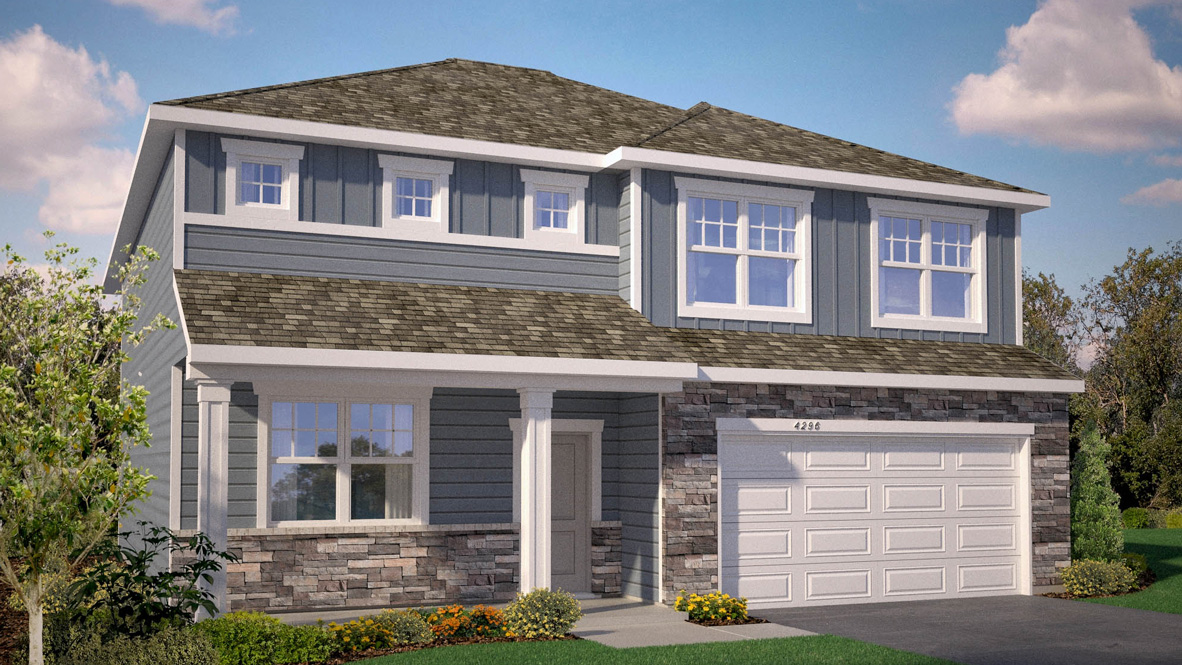 Rendering of Henley Prairie elevation.