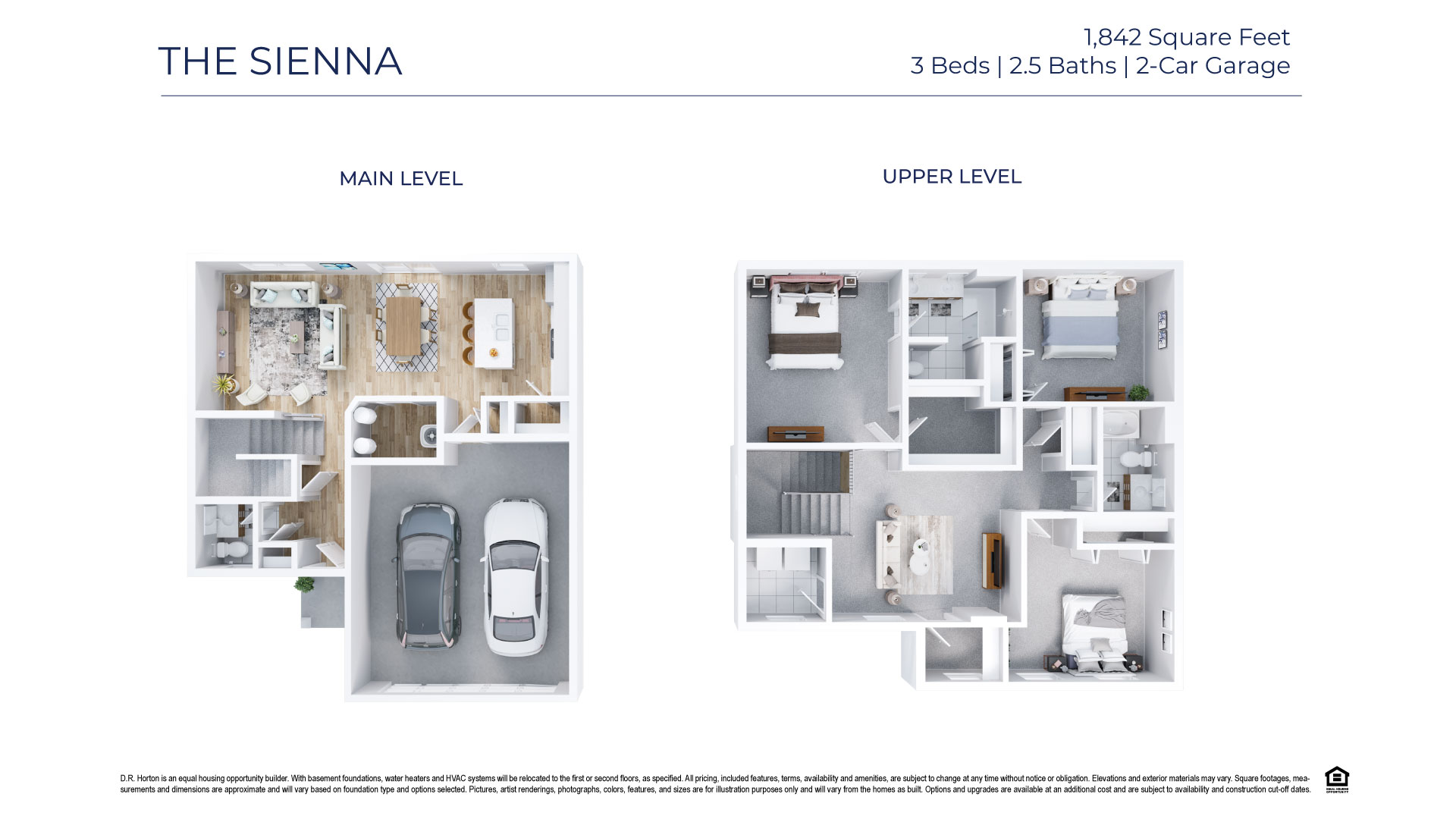 3-dimensional view of Sienna floor plan.