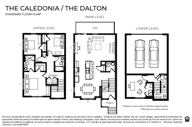 End unit floor plan at Harpers Landing in Blaine Minnesota.